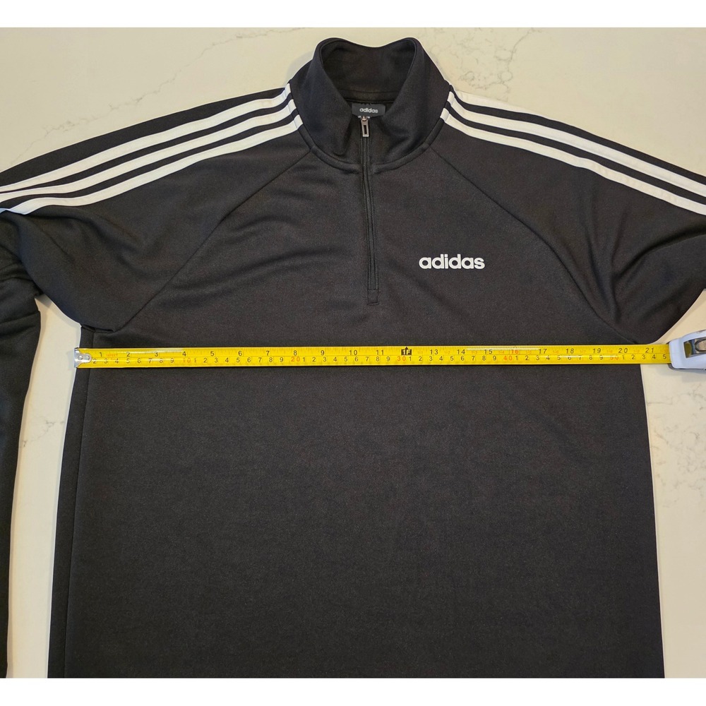 Adidas Climalite 1/4 Zip Pullover Mens Medium Black White Stripes DY3145 - Picture 5 of 9